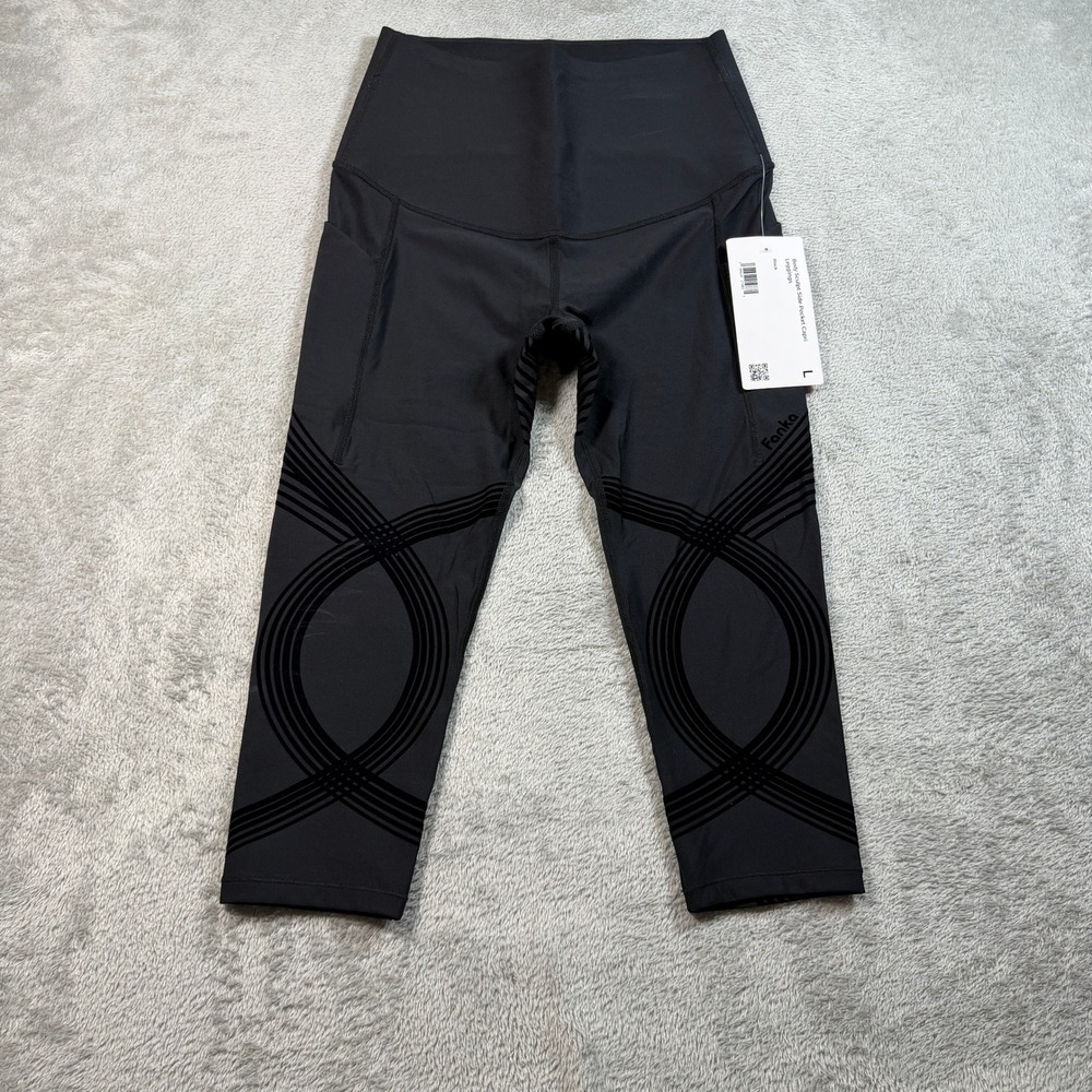 Fanka Body Sculpt Side Pocket Capri Leggings Women Large Black High Rise NWT